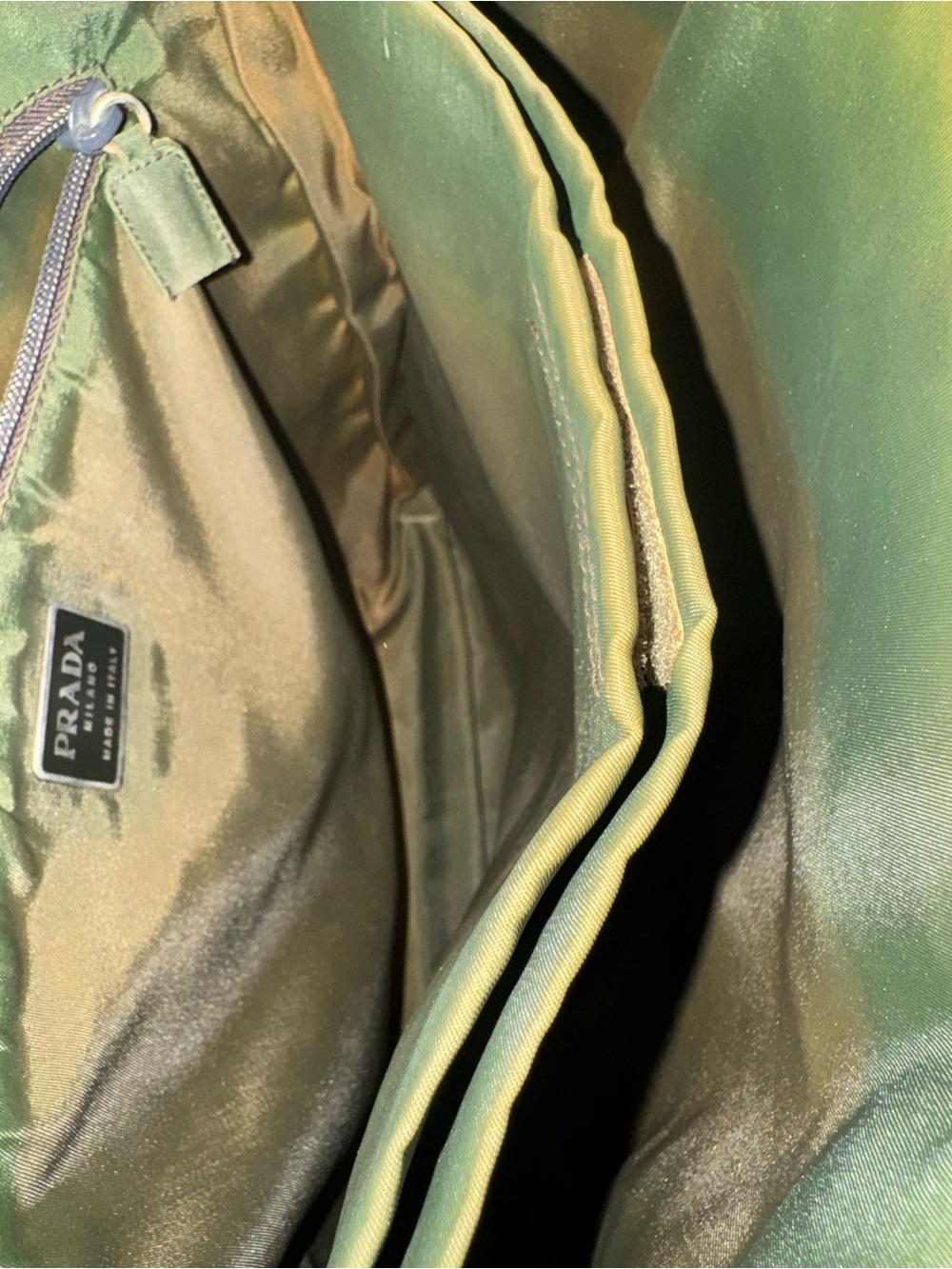 Prada Tessuto Nylon top handle Tote Bag with Clear Lucite Handles (olive green) - Picture 8 of 9